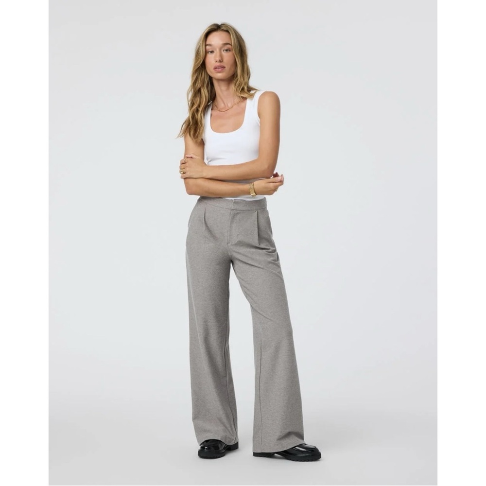 Vuori Size XL Elevation Wide Leg Trousers DreamKnit in Cobblestone Heather Beige